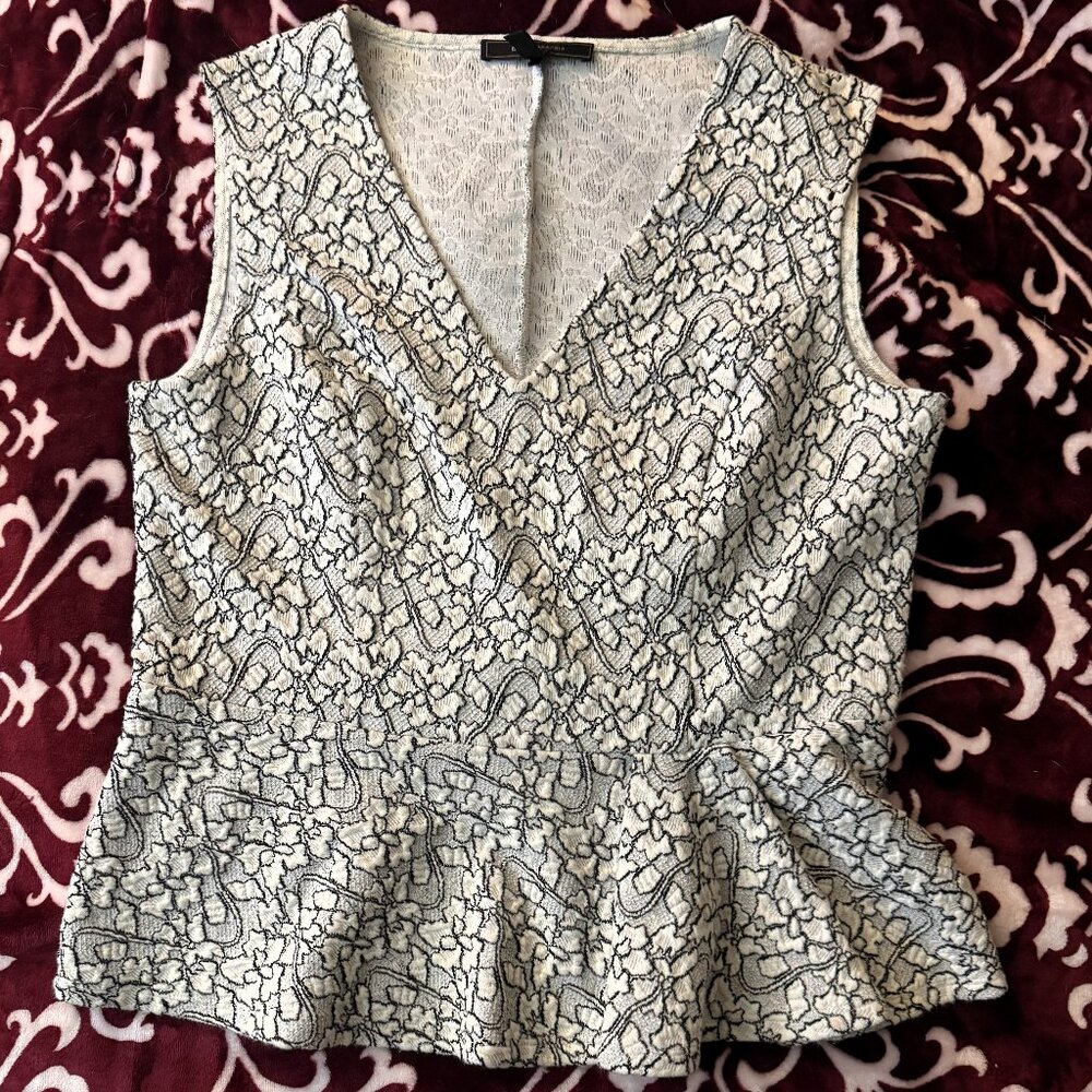 BCBGMAXAZRIA Amaya Lace Stretch Peplum Jacquard Tank Top